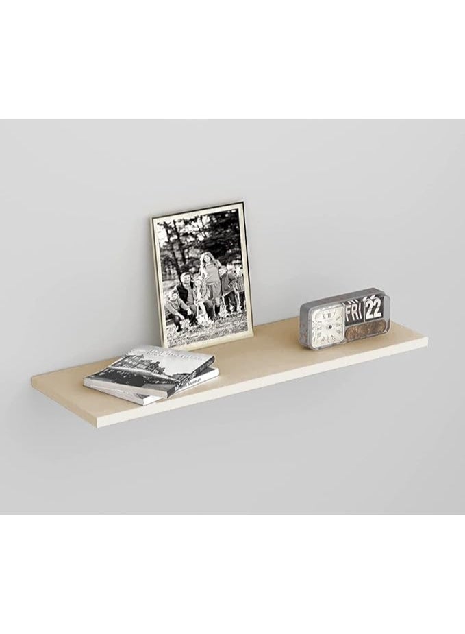 Home Gallery Single Floating Shelf – Wall Mounted Wooden Storage & Display Rack, 60x20 cm, Modern Beige Shelf for Living Room, Bedroom, Kitchen, Office, or Hallway Décor - Image 2