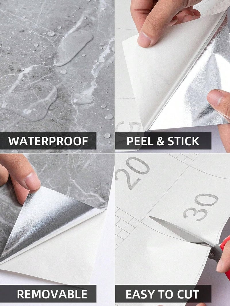 TEKCOOL Premium Wall Stickers DIY Wallpaper Vinyl Marble Peel and Stick Waterproof Wallpaper for Home Kitchen Countertop Cabinet Furniture Oil Proof Kitchen Stickers(60x200cm) (Premium White Gold-2pc) - Image 4