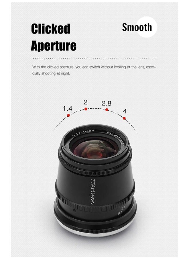 TTArtisan 17mm F1.4 APS-C Cameras Lens Manual Focus MF Compatible with Fuji X Mount Camera X-A1, X-A10, X-A2, X-A3, X-A5, X-A7, X-M1, X-M2, X-H1, X-T1 - Image 5