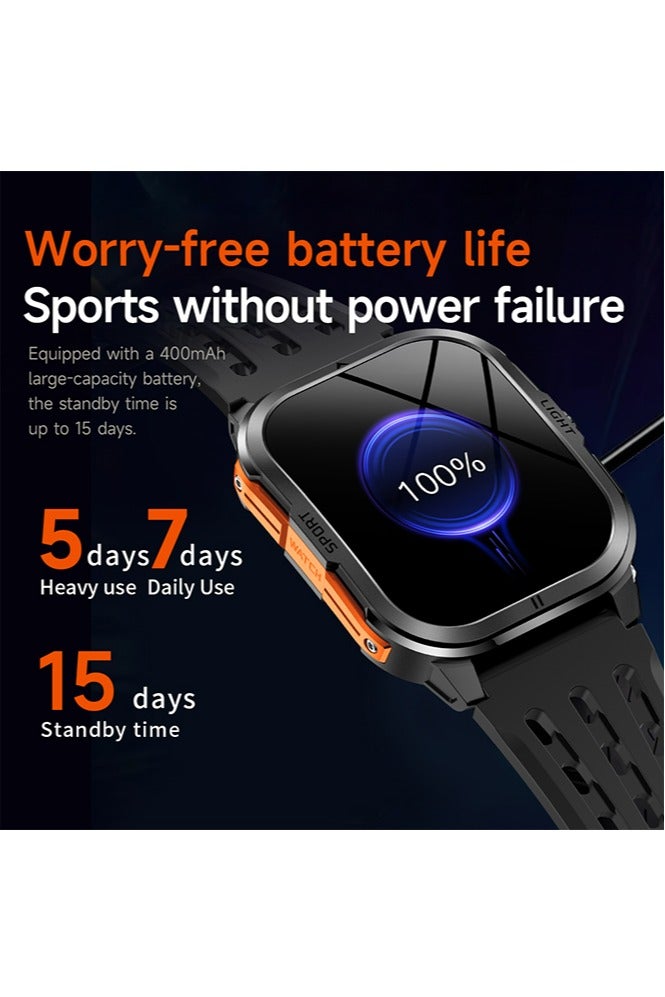 RollsTimi  Smartwatch MK98 Men Bluetooth Calling LED Flashlight 400Mah Sleep Monitor Outdoor Sport Fitness Tracker Smart Watch,Silver - Image 3