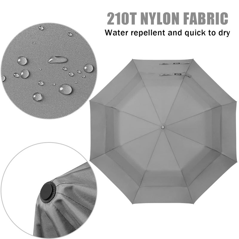 G4Free 62 Inch Portable Golf Umbrella Large Oversize Double Canopy Vented Windproof Waterproof Auto Open Folding Umbrellas(Gray) - Image 4