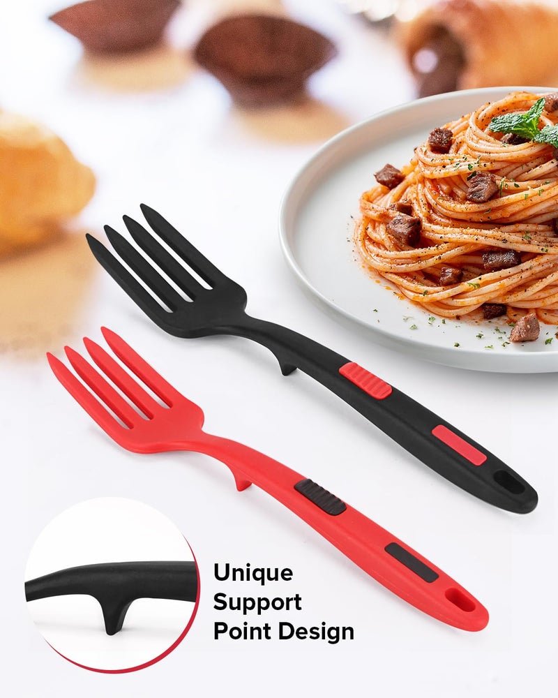 DaiRen Kitchen Silicone Flexible Cooking Fork, 11.6 Inch Heat Resistant, Large Non Stick, Mash Food, Whisk Eggs (BR) - Image 4