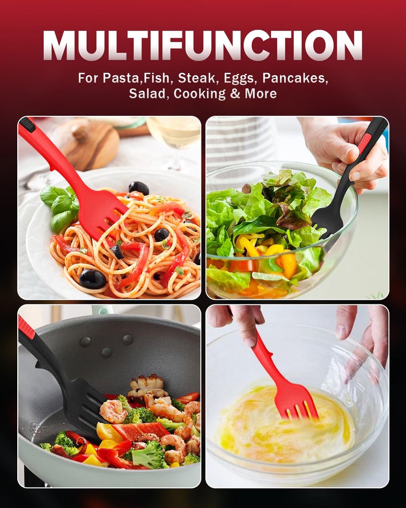 DaiRen Kitchen Silicone Flexible Cooking Fork, 11.6 Inch Heat Resistant, Large Non Stick, Mash Food, Whisk Eggs (BR) - Image 5