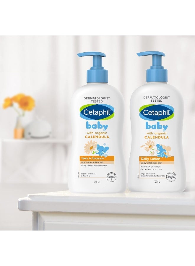 Cetaphil لوشن سيتافيل للأطفال اليومي، مرطب لطيف للوجه والجسم للبشرة الحساسة مع كاليندولا العضوي، بدون رائحة، 400 مل - Image 5
