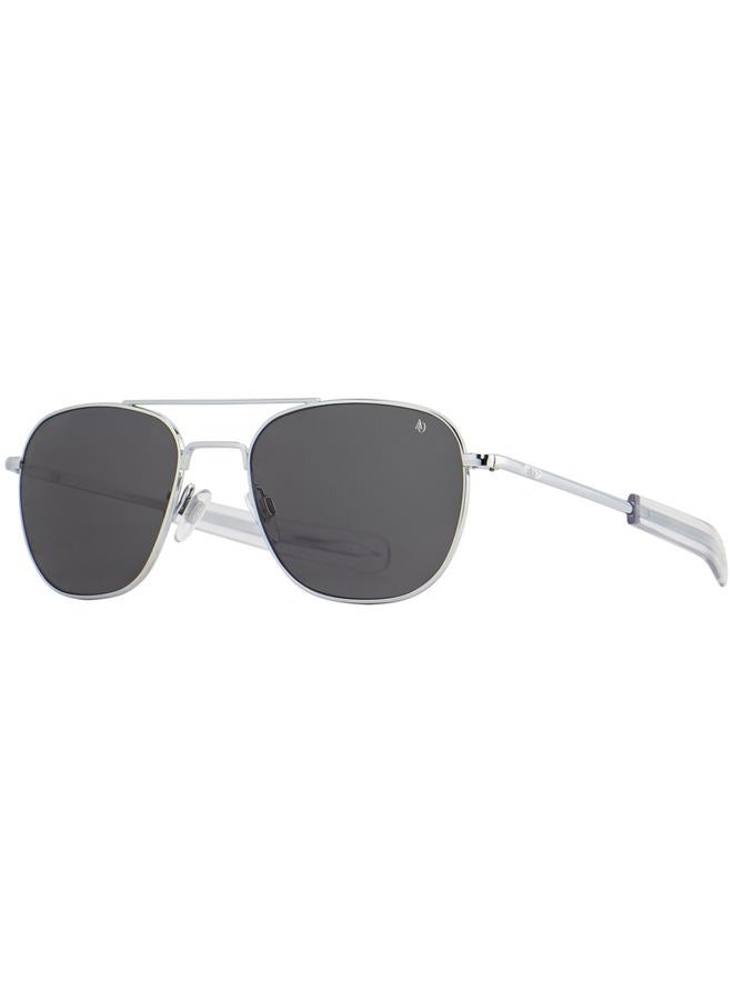 AO Original Pilot Sunglasses - Silver - True Color Gray AOLite Nylon Lenses - Bayonet Temple - 57-20-140 - Image 1