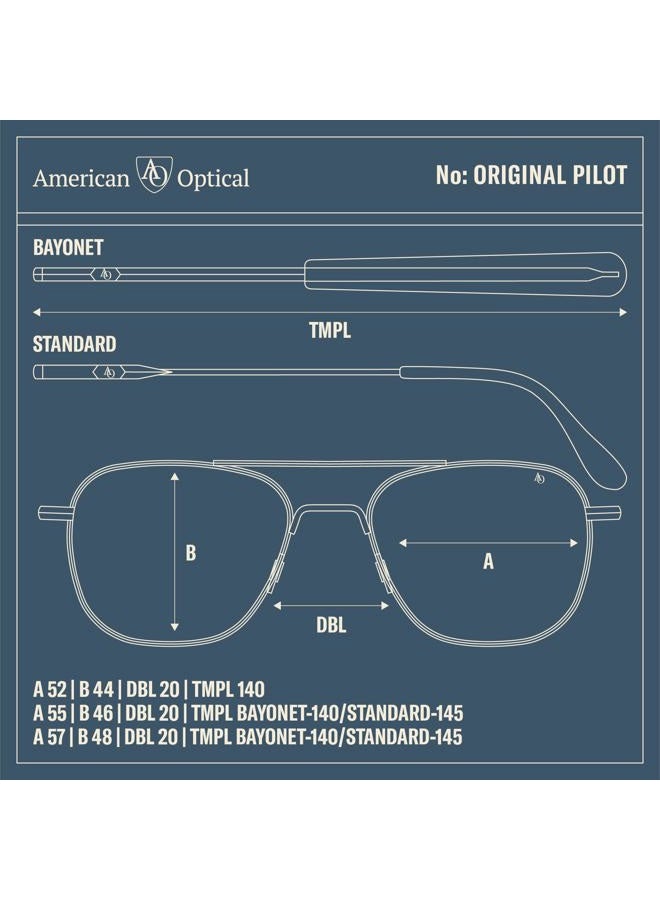 AO Original Pilot Sunglasses - Silver - True Color Gray AOLite Nylon Lenses - Bayonet Temple - 57-20-140 - Image 4