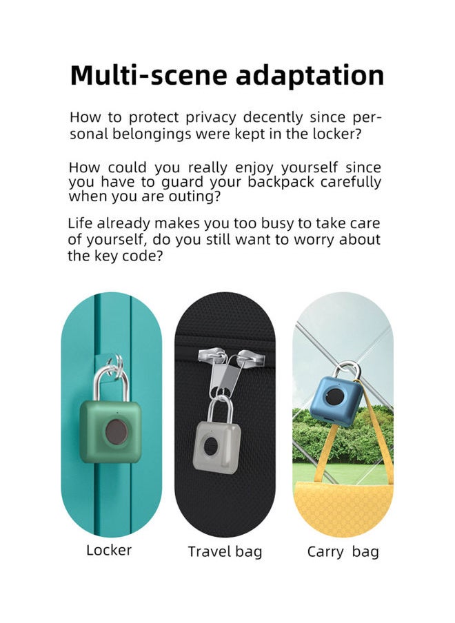 Y&D Keyless Smart Touch Fingerprint Padlock Blue/Black/Silver 24.5x10x11.3cm  - Image 4