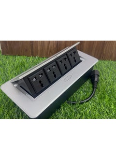 AUDIOVAN Audiovan Hydraulic Cable Cubby Pop Up Conference Box Cable Manager Socket Electrical Box with 4 Power Socket 10 Amp UL Certified Silver  - Image 1