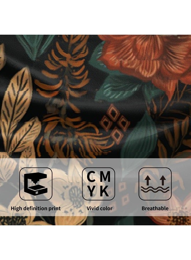 Giwawa Boho Floral Hand Towels Set of 2 Black Mid Century Fingertip Towel Absorbent Face Towel Soft Dish Towels for Gym Bath Kitchen Home Decor - Image 3