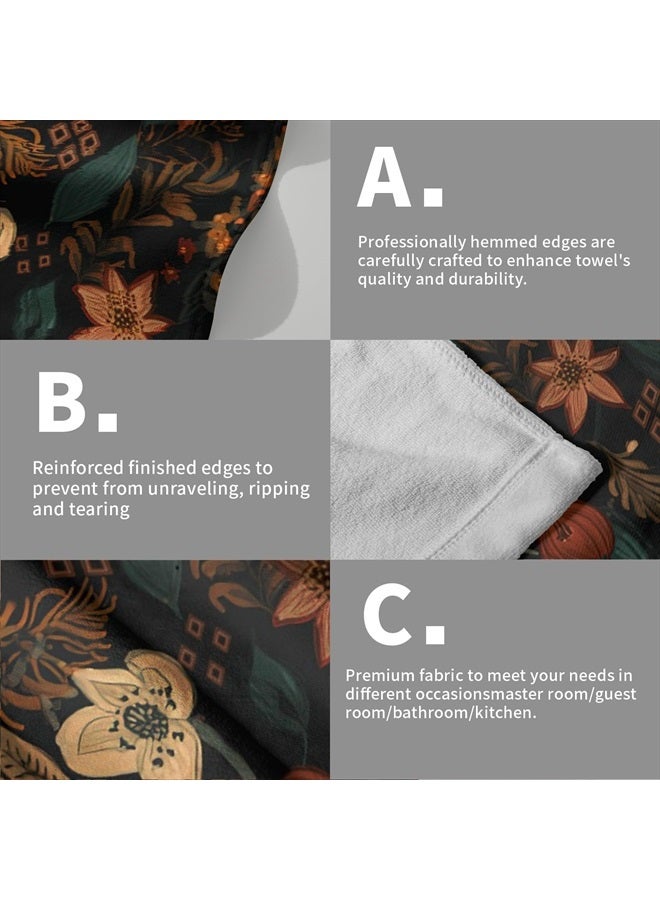 Giwawa Boho Floral Hand Towels Set of 2 Black Mid Century Fingertip Towel Absorbent Face Towel Soft Dish Towels for Gym Bath Kitchen Home Decor - Image 5