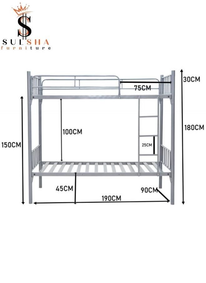 SULSHA - Heavy Duty Bunk Bed 90x190 Cm Grey Color - Image 1