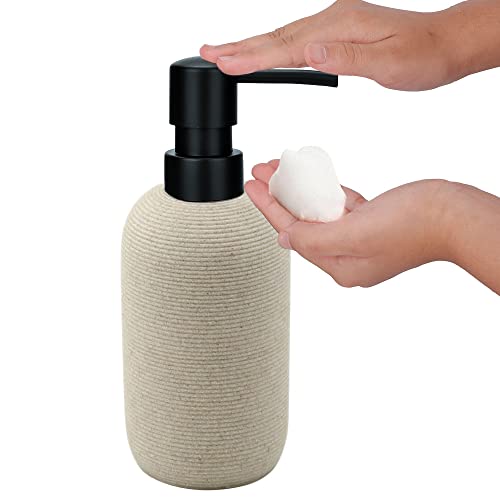 Aksipo Beige Resin Bathroom Accessory Set, 5 Pcs Bathroom Accessories Set with Lotion Dispenser,Soap Dish,Toothbrush Holder,Vanity Tray,Qtip Holder Dispenser, Modern Bathroom Decor and Housewarming Gift Set - Image 3