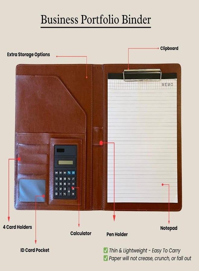 Poshieca Leather Portfolio Binder for Business use, Document Organizer with Smart Storage, Calculator, Writing pad, - padfolio All in one, Professional Binder Portfolio for Women and Men - Image 3