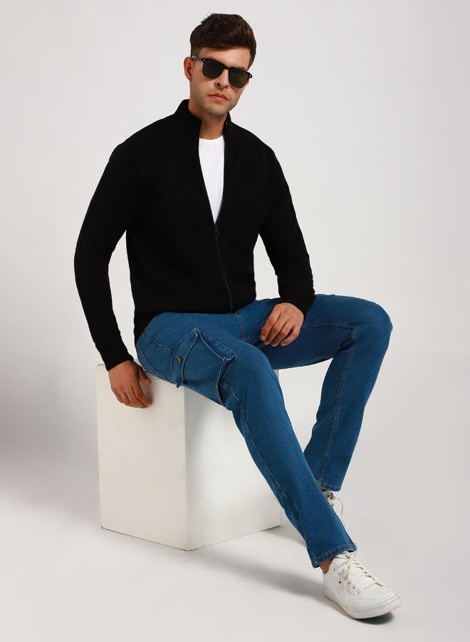 Dennis Lingo Black Regular Fit Sweater for Men - 100% Acrylic, Solid, Mock Neck, Full Sleeves, Casual  - Image 1
