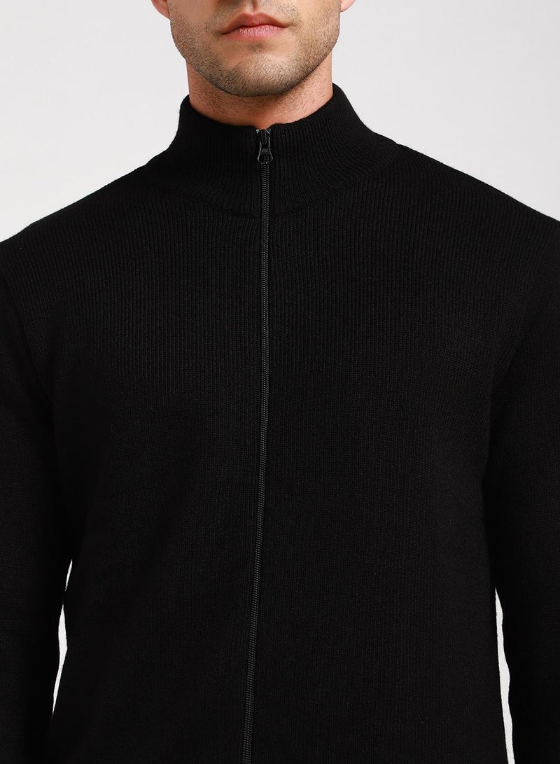Dennis Lingo Black Regular Fit Sweater for Men - 100% Acrylic, Solid, Mock Neck, Full Sleeves, Casual  - Image 5