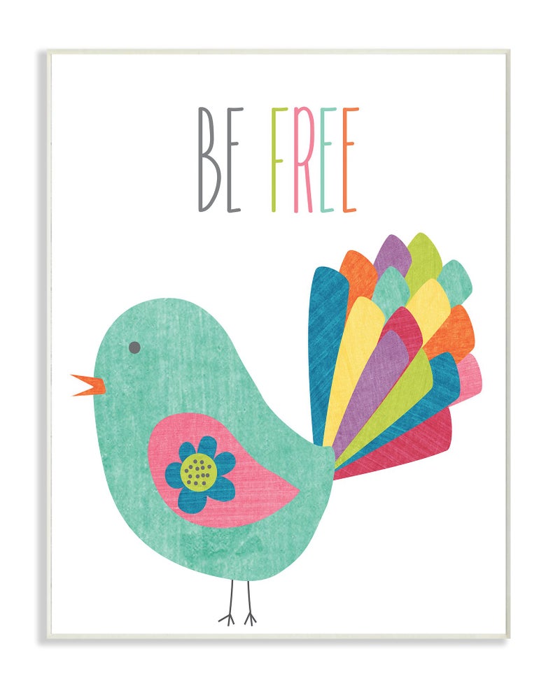 Stupell Industries Stupell Home Décor Be Free Colorful Bird Illustration Wall Plaque Art, 10 x 0.5 x 15, Proudly Made in USA - Image 2