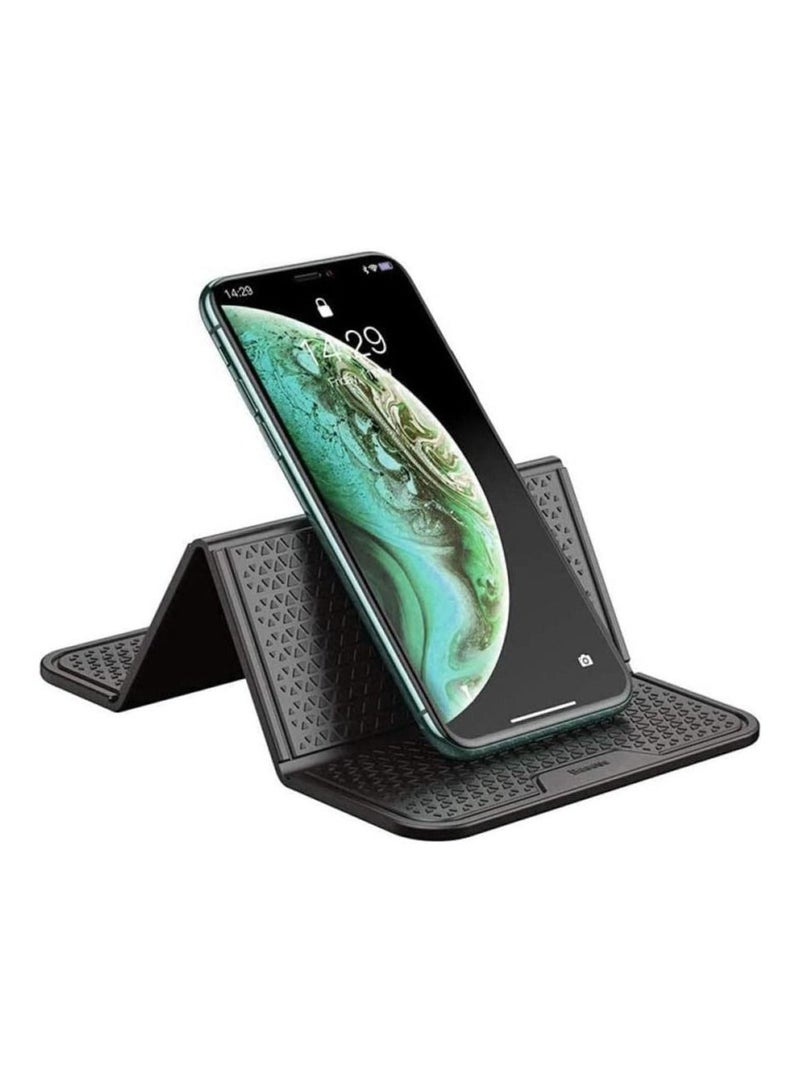 Captaintech Anti-slip Sticky Pads,Non-slip Silicone Mats in Car Phone Holder for Dashboard Mobile Phone Holder Holds Cell Phones GPS HUD Keychains Coins Glasses Heat Resistant Washable Reusable Black 20.5*12cm KS - Image 1