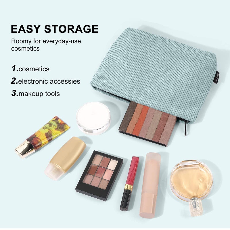 MAANGE Cosmetic Bags for Women Small Makeup Bag for Purse Corduroy Makeup Pouch Travel Makeup Bag with Metal Zipper Make Up Bag for Travelling Preppy Stuff - Image 5