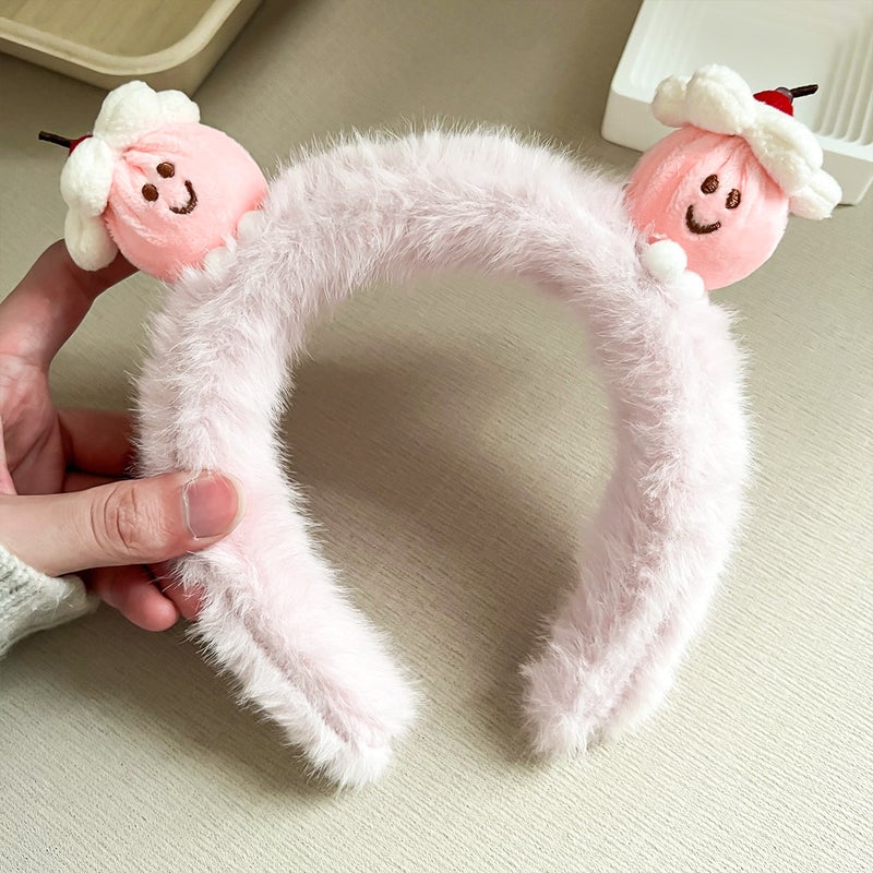 Generic Canyi Special Face Wash for Women 2024 New Autumn and Winter Headband Headband Cute Cartoon Plush Bear Kt Cat Headband G1139-3 egg pink headband