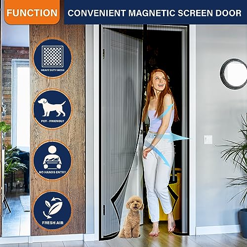 Mdavo Magnetic Screen Door,Screen Door Mesh,Keep Bugs Out, Easy Install Works with Front Doors, Sliding Doors,Fit Door Size 32 x 78 Inches - Image 2