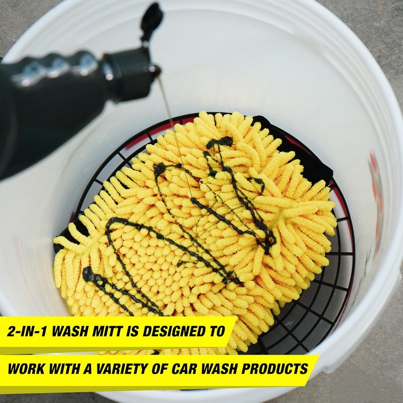 WAVEX منشفة تنظيف ميكروفايبر WaveX – 500 GSM، 35x75 سم وقفاز غسيل سيارات ميكروفايبر 2 في 1 - مزدوج الجوانب لغسيل السيارات وشمع السيارات - تنظيف لطيف وفعال - Image 5