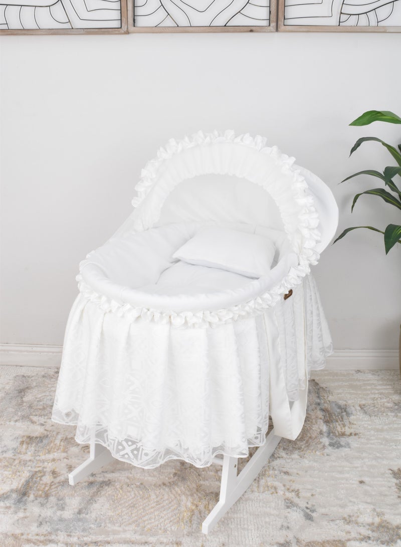 Moses Basket with White Rocking Base