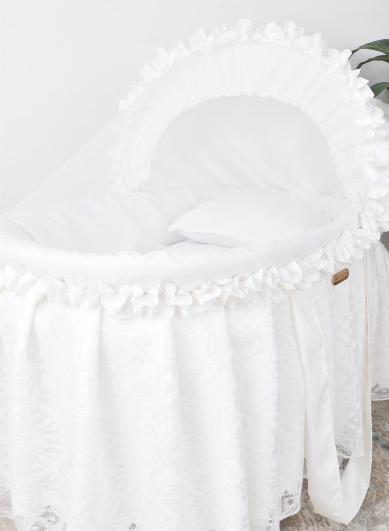 Moses Basket with White Rocking Base