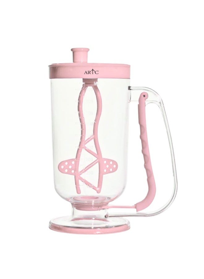 ARTC 950ML Pancake Batter Dispenser 2-in-1 – Cake Batter Dispenser Bottle, Waffle & Cupcake Batter Pourer, Transparent Acrylic Measuring Cup with Handle Trigger, No-Drip Portion Control Baking Tool Kitchen Gadget (Pink) - Image 4