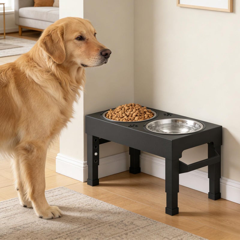 Enayplon Elevated Dog Bowls Stand Large Breed, Height Adjustable Raised Dog Bowls Holder with 2 Stainless Steel Food Bowls for Small, Medium and Large Canine - Image 2