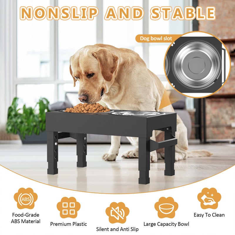 Enayplon Elevated Dog Bowls Stand Large Breed, Height Adjustable Raised Dog Bowls Holder with 2 Stainless Steel Food Bowls for Small, Medium and Large Canine - Image 3