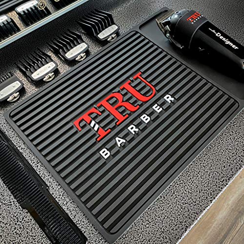 TRU BARBER MAT (Black/Red) Flexible PVC Station Mat, Professional Mat, Salon and Barbershop Work Station Pads, Beauty Salon Tools Hairstylist, Counter mat for Clippers, Anti Slip - Image 2