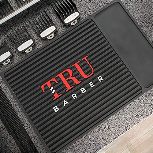 TRU BARBER MAT (Black/Red) Flexible PVC Station Mat, Professional Mat, Salon and Barbershop Work Station Pads, Beauty Salon Tools Hairstylist, Counter mat for Clippers, Anti Slip - Image 1