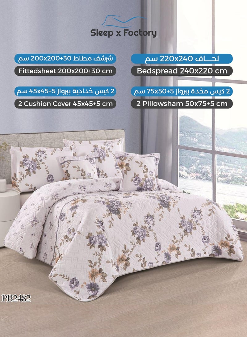 Sleep x Factory 6-Piece Double Compressed Comforter Set – Soft Microfiber Fabric – Elegant Design