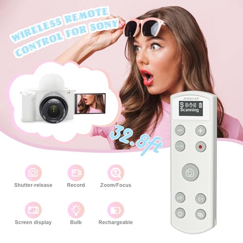 AODELAN Remote Control for Sony CameraUSBC Rechargeable Wireless Shutter Release with OLED Screen for ZV1 ZVE10ZV1F A6100 A6400 A6700A7IVRX100 VIIA9A9 IIReplace RMTP1BT White - Image 3