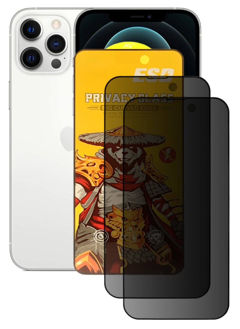 ESD 2 Pieces Tempered Dustproof Privacy Glass Screen Protector Compatible For iPhone 12 Pro Max - Image 1