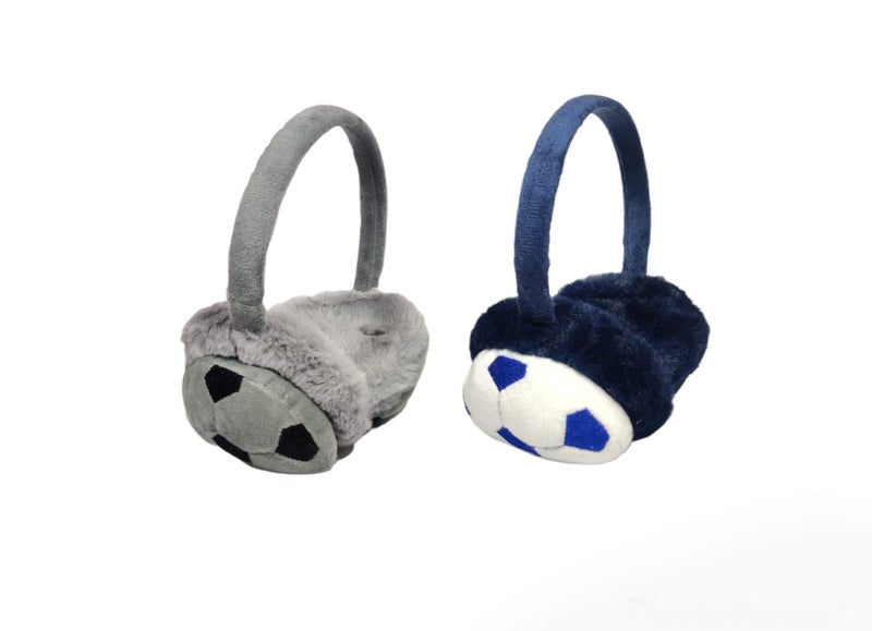 UMANI® Kids Winter Earmuffs Adjustable Soft Plush Faux Fur Ear Warmers for Girls & Boys 5-10 (FOOTBALL, 2PC ASSORTED COLOUR) - Image 1