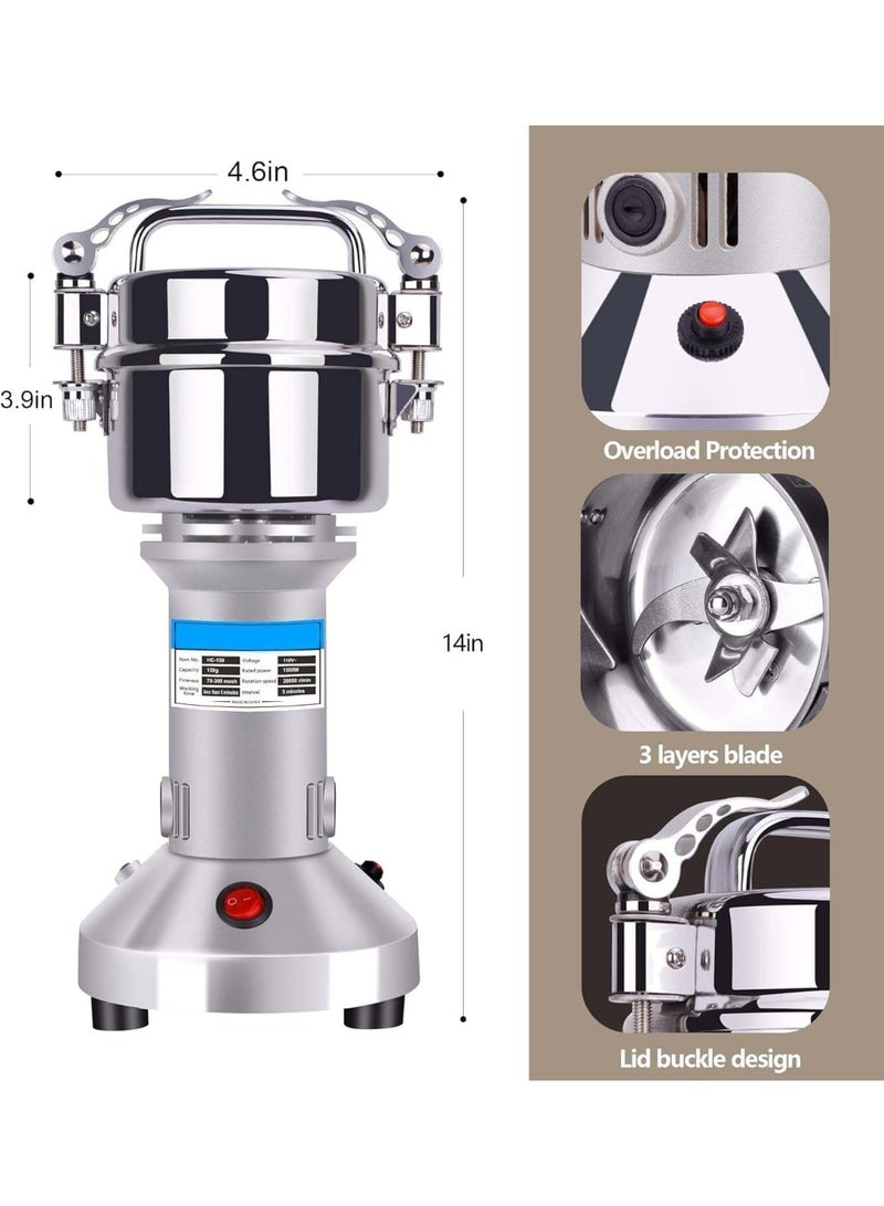 Commercial Grain Mill Grinder, 1000W Electric, 250g Capacity, High-Speed Superfine Flour & Spice Grinder, for Home and Business Use - Image 2