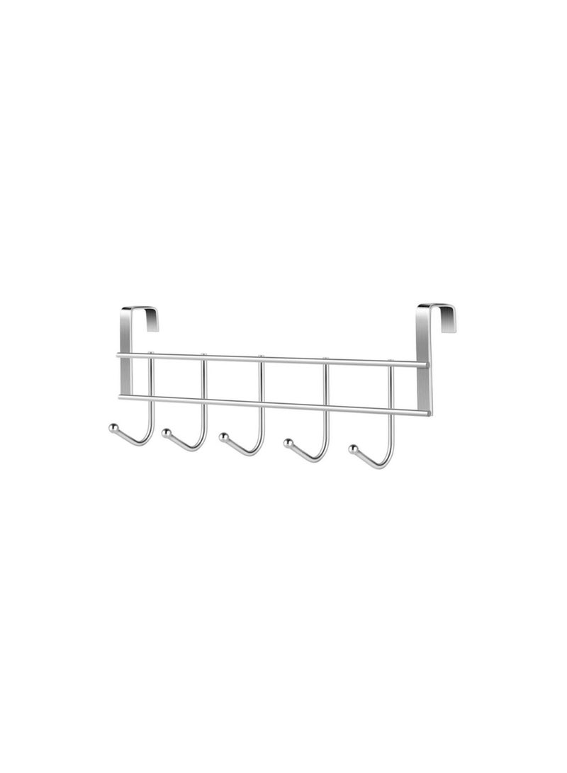 GGOOT Over The Door Hook Hanger, Stainless Steel 5 Hooks for Bedroom, Coats, Jackets, Purses, Bags, Clothes and Towels  - Image 1