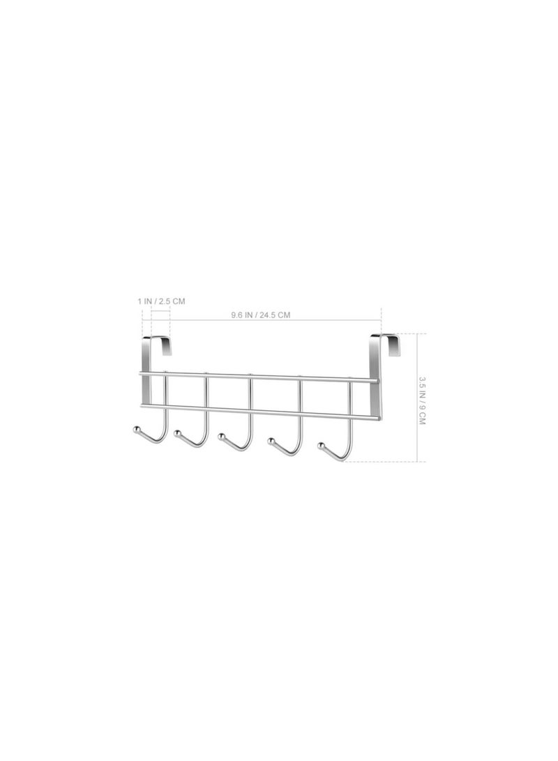 GGOOT Over The Door Hook Hanger, Stainless Steel 5 Hooks for Bedroom, Coats, Jackets, Purses, Bags, Clothes and Towels  - Image 2