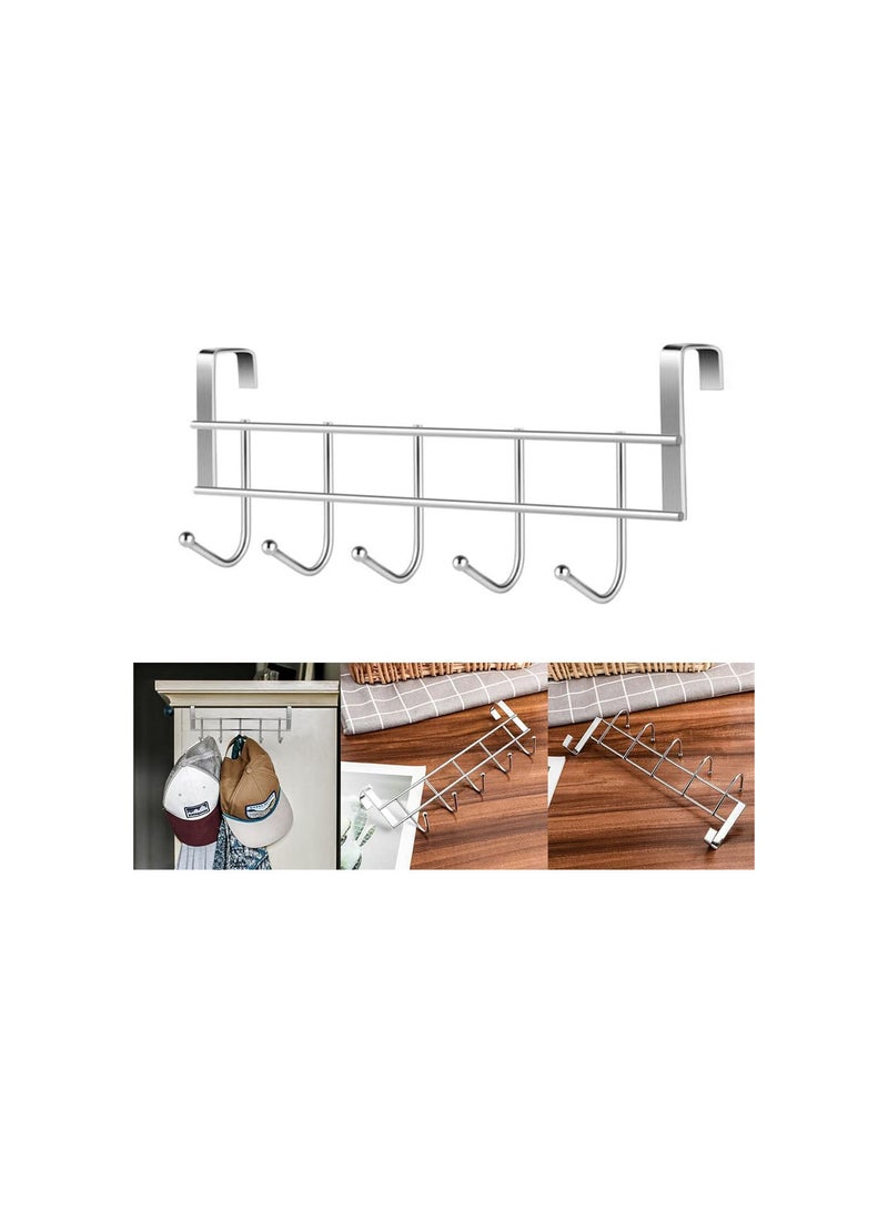 GGOOT Over The Door Hook Hanger, Stainless Steel 5 Hooks for Bedroom, Coats, Jackets, Purses, Bags, Clothes and Towels  - Image 5
