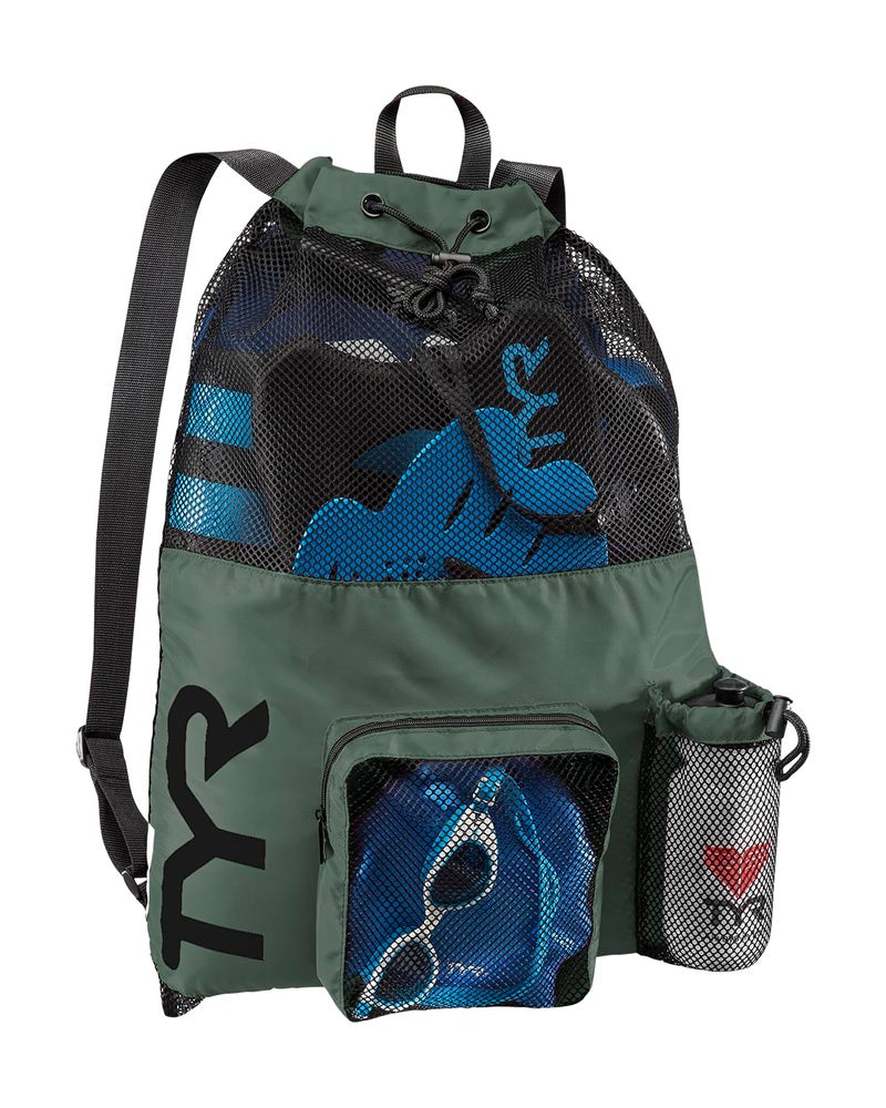 TYR Big Mesh Mummy Backpack for Swim, Gym and Workout Gear, Black, 40-Liter Capacity - Image 5