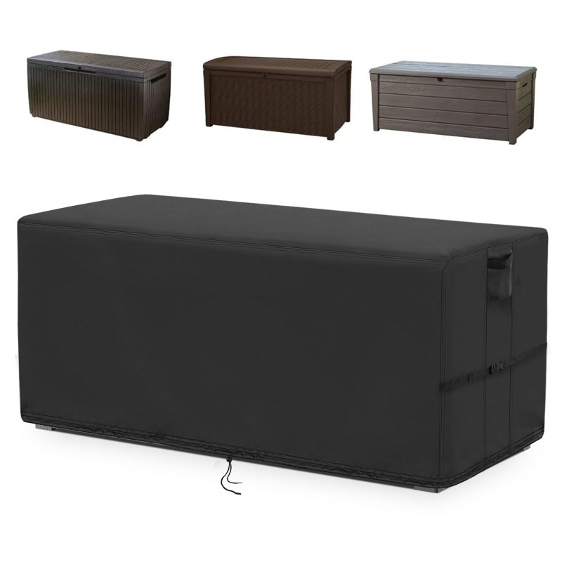 Kingling Deck Box Cover, Outdoor Storage Box Cover for Keter XXL 230 Gallon Deck Box Waterproof Outside Storage Bench Deck Boxes Covers Black (58" L x 33" W x 34" H) - Image 1