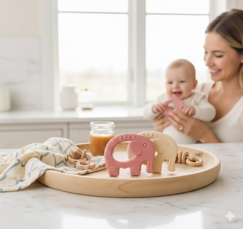 Nubokind Silicone Baby Teether Ring Set | BIS Certified Multi-Textured Soft Chew Toy for Newborn | for 3, 6, 9, 12 Months + BPA Free Teether | Molar Relief Easy Grip | Safe Made in India | Pack of 2 - Image 5