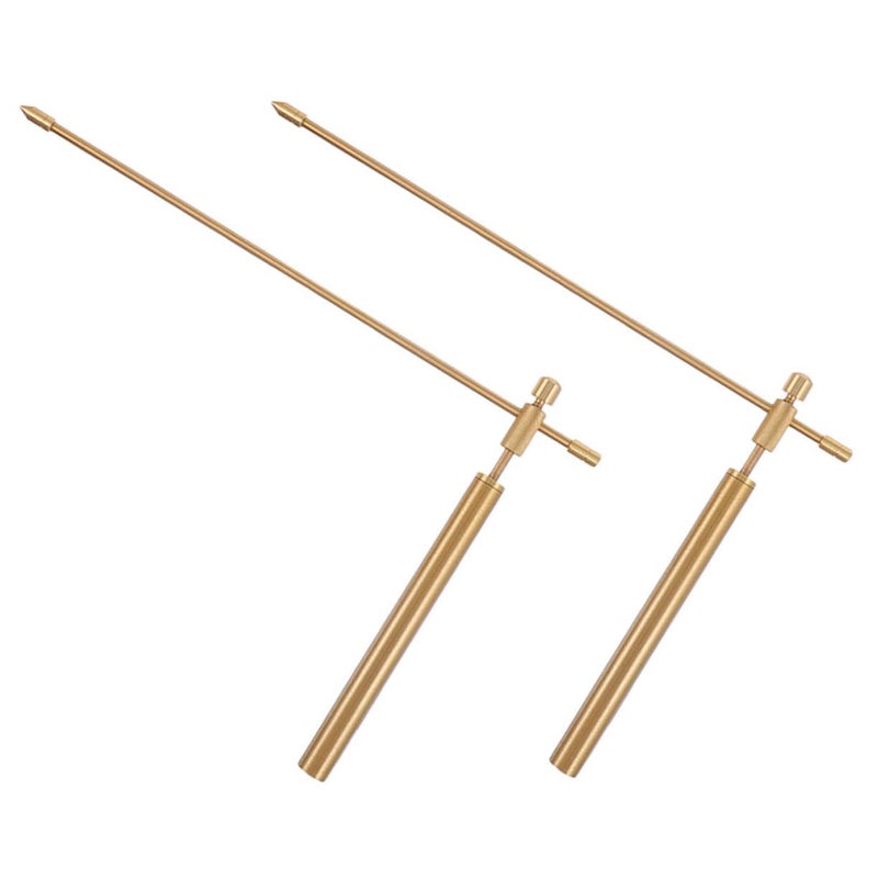 مجموعة قضبان نحاسية متميزة للكشف عن المياه، مكونة من قطعتين، مزودة بمقابض مريحة للاستخدام في التنقيب الخارجي. - Image 1