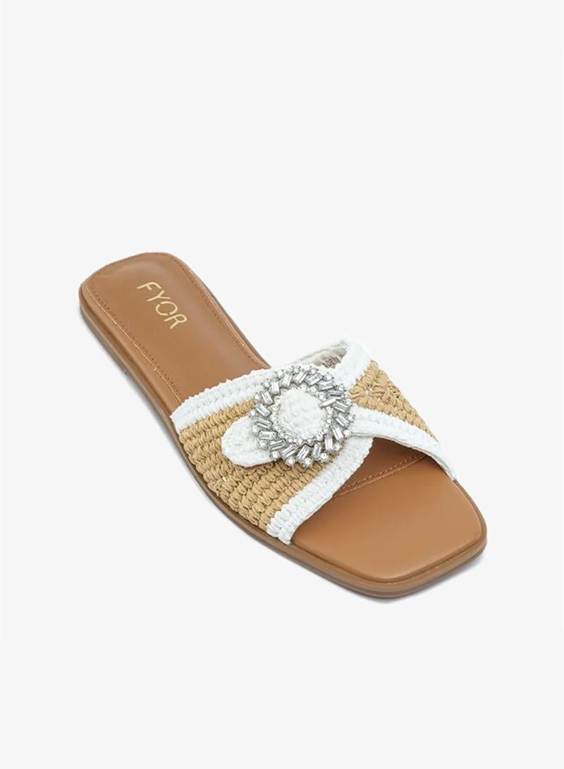 فايور Stylish Embellished Woven Slide AJ 017