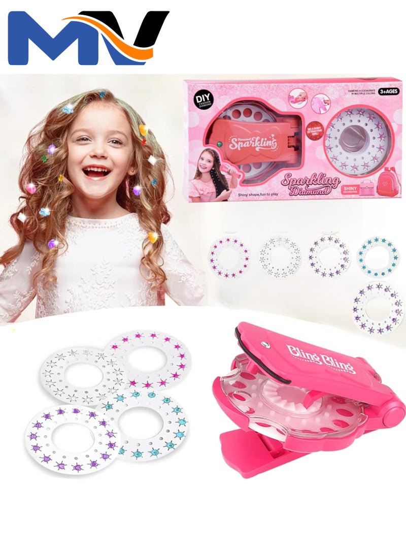 MAGIC VAULT طقم تزيين الشعر، طقم تزيين الماس، آلة شعر الماس لتزيين ملابس الأطفال، الإكسسوارات، فن الأظافر، القرطاسية، هدية للفتيات - Image 1