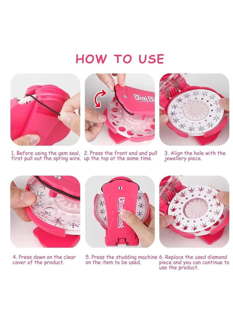 MAGIC VAULT طقم تزيين الشعر، طقم تزيين الماس، آلة شعر الماس لتزيين ملابس الأطفال، الإكسسوارات، فن الأظافر، القرطاسية، هدية للفتيات - Image 2