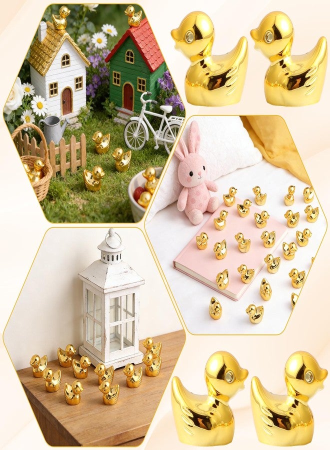 Xosjska 30 PCS Golden Mini Resin Ducks, 1.5cm/0.59" Golden Tiny Ducks Figurines Little Duck Statue Gold Duck Mini Resin Figurines for Micro Landscape, Cake Decoration, Potted Plants DIY Craft Charms - Image 5