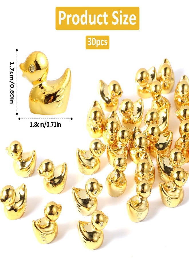 Xosjska 30 PCS Golden Mini Resin Ducks, 1.5cm/0.59" Golden Tiny Ducks Figurines Little Duck Statue Gold Duck Mini Resin Figurines for Micro Landscape, Cake Decoration, Potted Plants DIY Craft Charms - Image 2