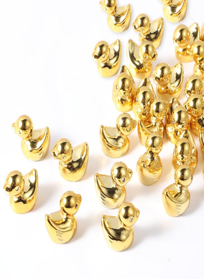 Xosjska 30 PCS Golden Mini Resin Ducks, 1.5cm/0.59" Golden Tiny Ducks Figurines Little Duck Statue Gold Duck Mini Resin Figurines for Micro Landscape, Cake Decoration, Potted Plants DIY Craft Charms - Image 1